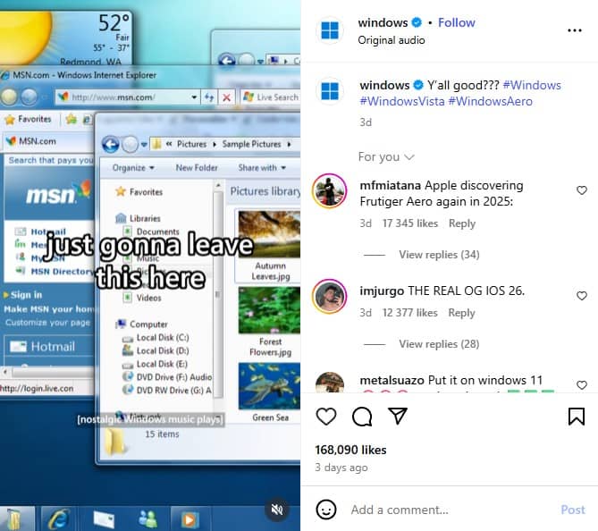 Microsoft też wyśmiewa Liquid Glass w systemie macOS Tahoe