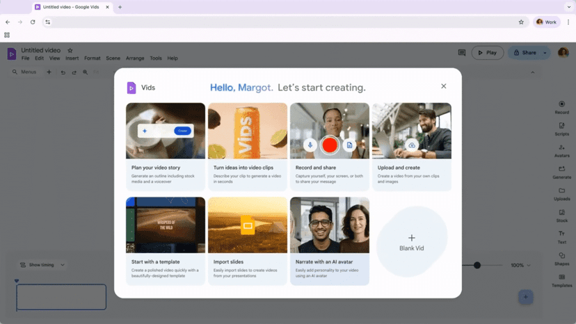 Google Vids dostępny za darmo. Przeglądarkowy edytor wideo dla każdego